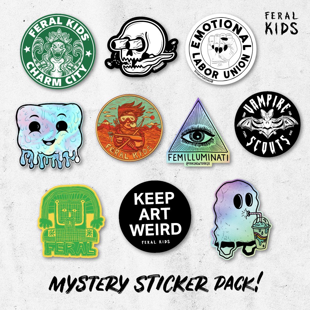 Mystery Sticker Pack (5 Stickers) — Feral Kids • Charm City